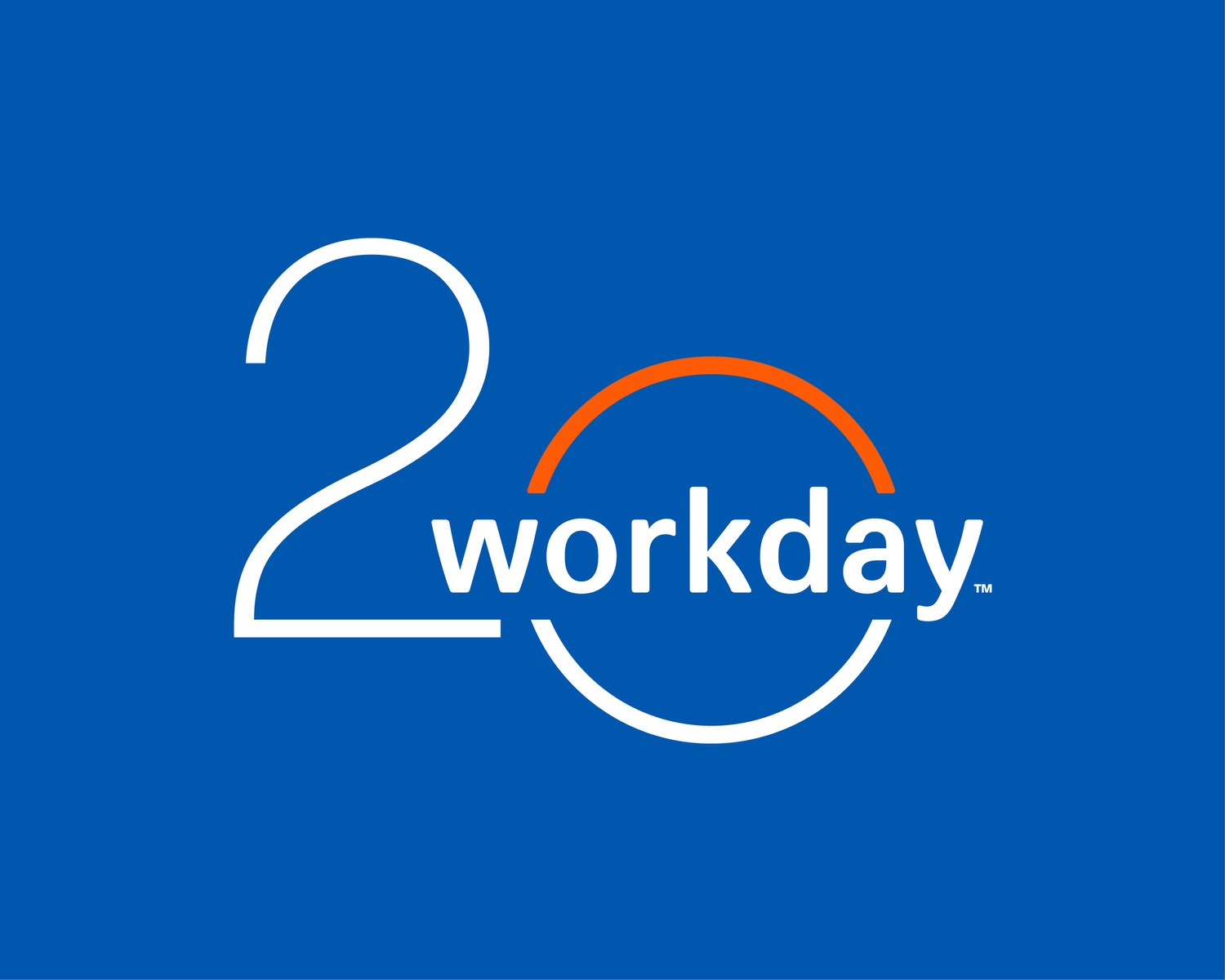 Workday 20th Anniversary logo in white and orange