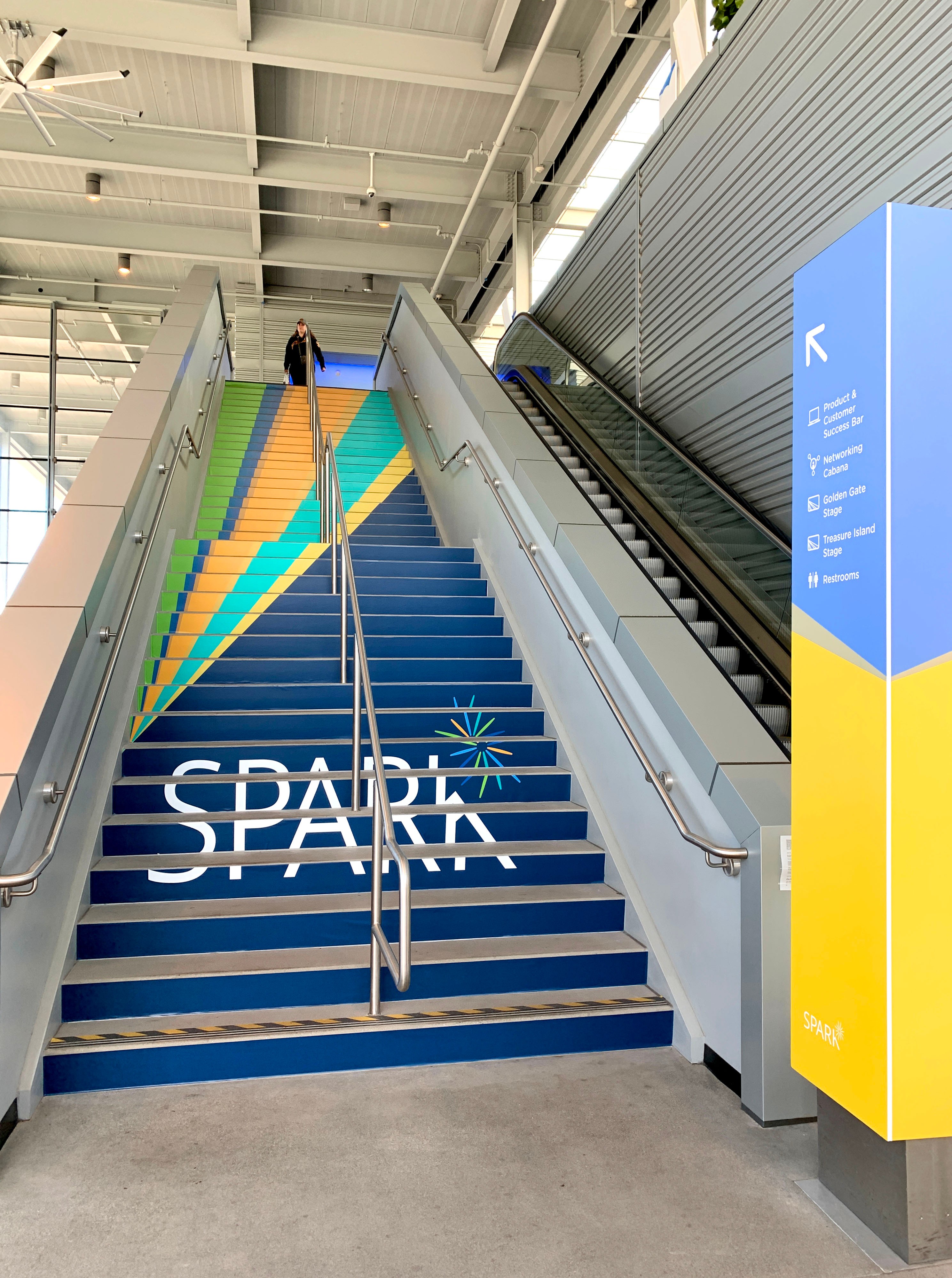 Vinyl graphics for a set of stairs at the Spark Customer Event
