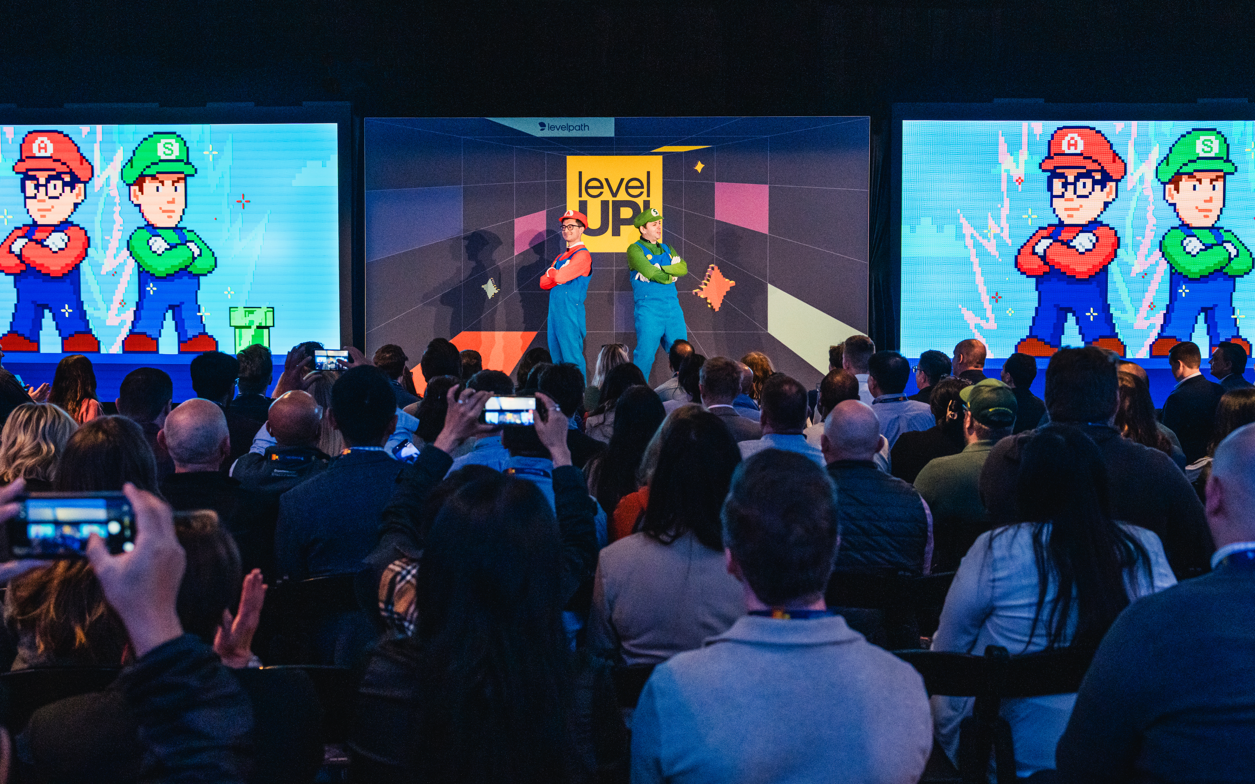 Keynote at a stage at the LevelUp event